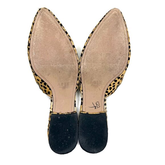 ABLE Women’s Leather and Calf Hair Leopard Mules Size 9 - Picture 5 of 7